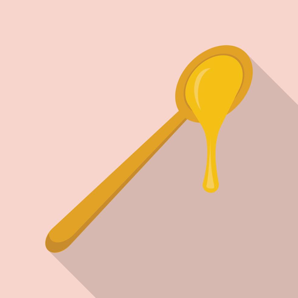 Honey spoon icon, flat style vector