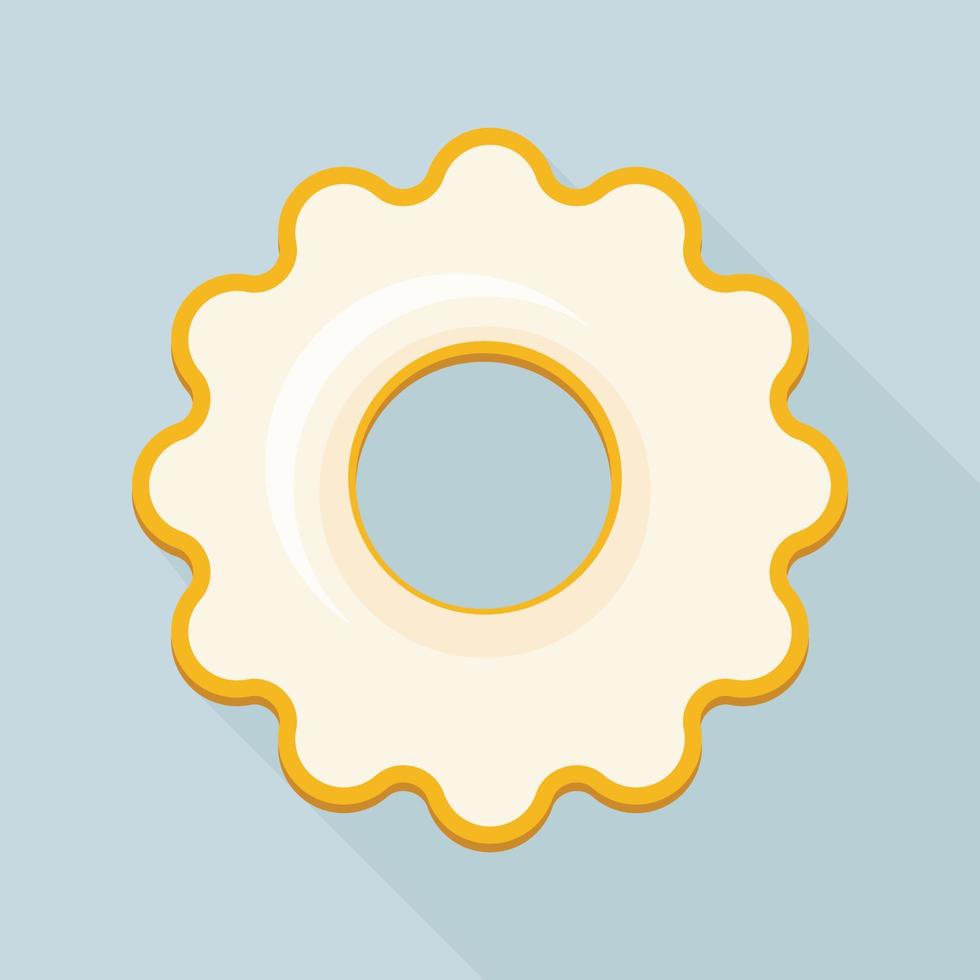 White cream cookie icon, flat style vector