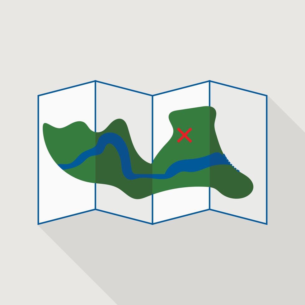 Hiking map icon, flat style vector