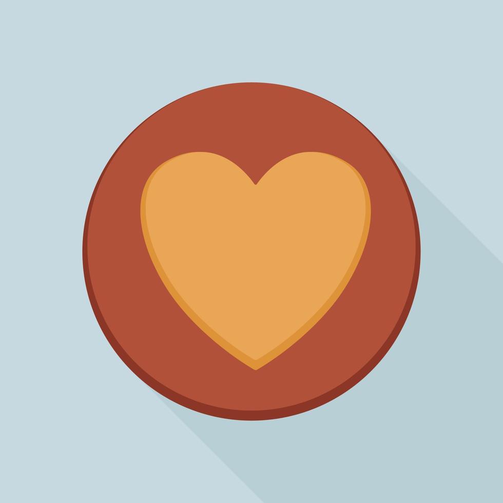 Heart cookie icon, flat style vector