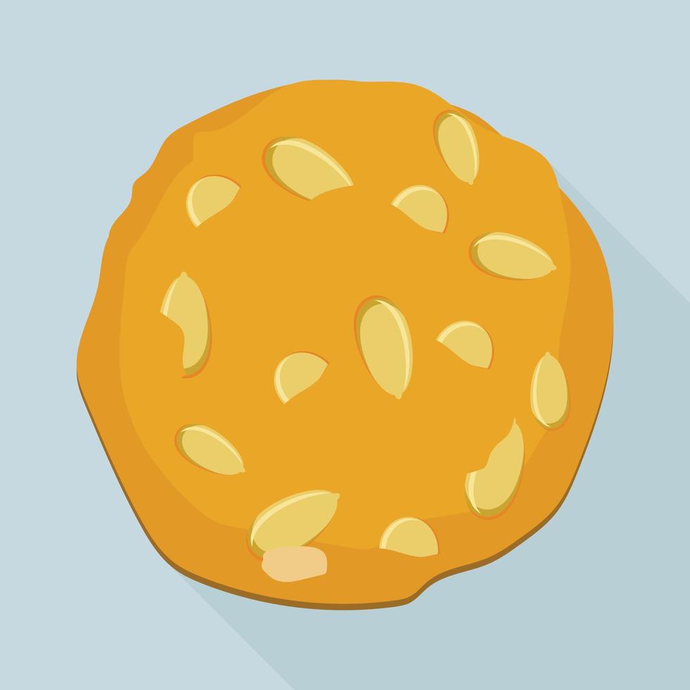 Sunflower seed cookie icon, flat style vector