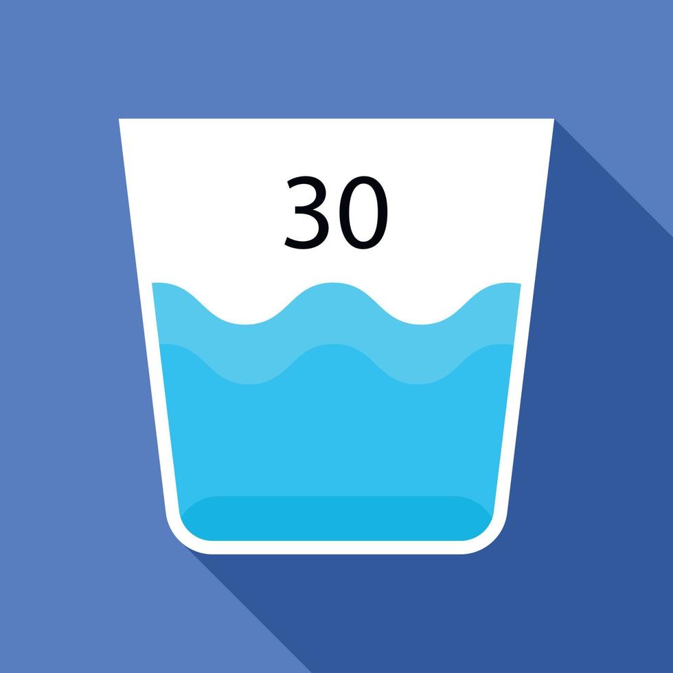 Wash at 30 degrees icon, flat style vector