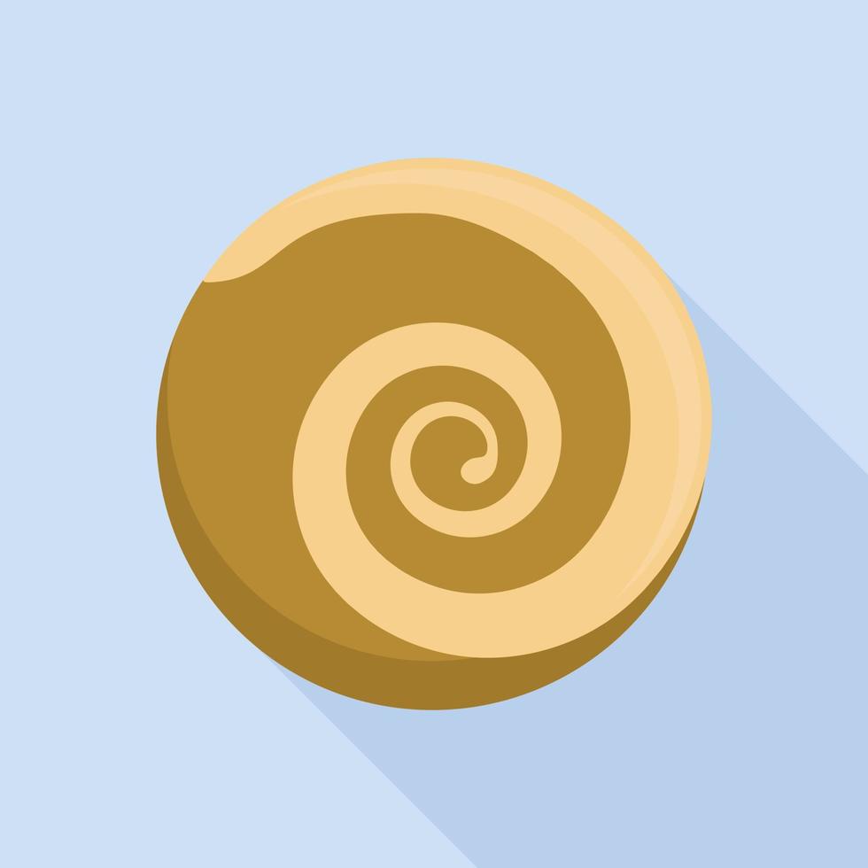 Choco swirl biscuit icon, flat style vector