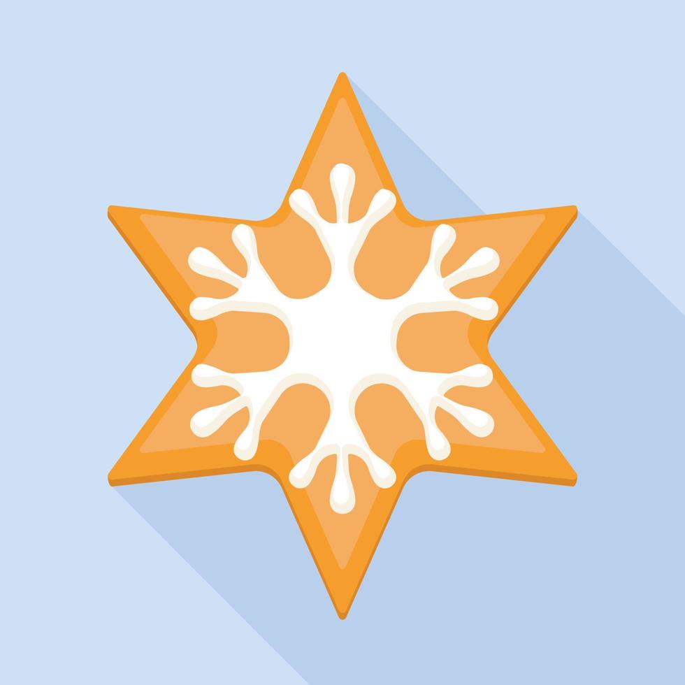 icono de galleta de estrella de copo de nieve, estilo plano vector
