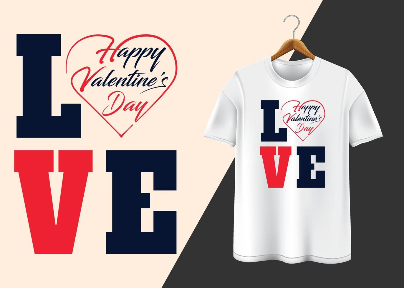 diseño de camiseta de tipografía de feliz día de san valentín vector