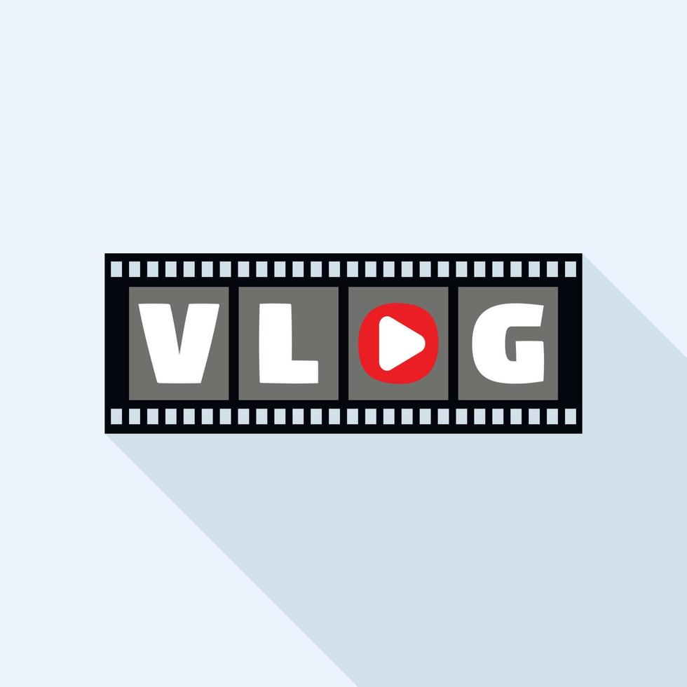 Cinema vlog logo, flat style vector