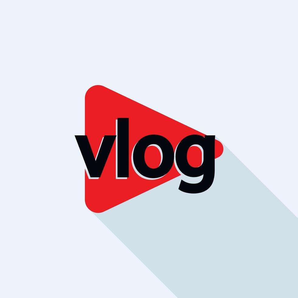 Popular vlog logo, flat style vector