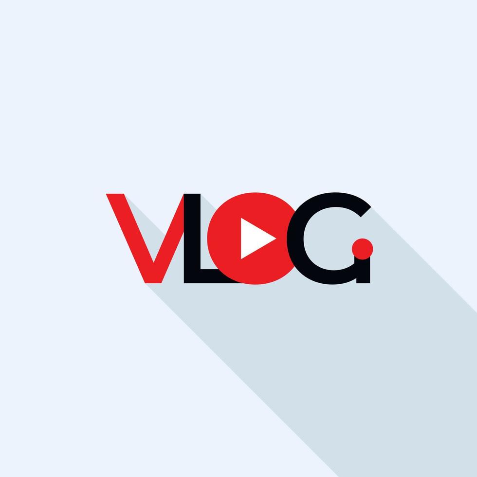 Funny vlog logo, flat style vector