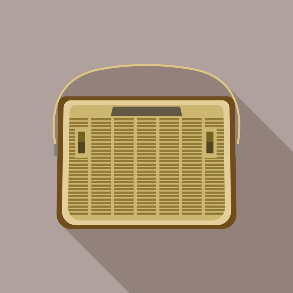 icono de radio de moda antigua, estilo plano vector