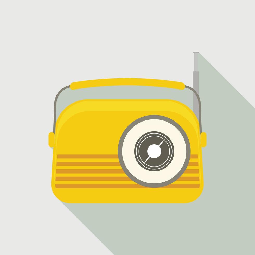 Yellow radio icon, flat style vector