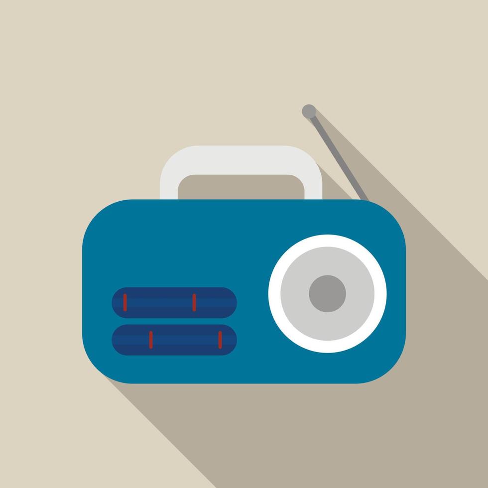 Blue radio icon, flat style vector