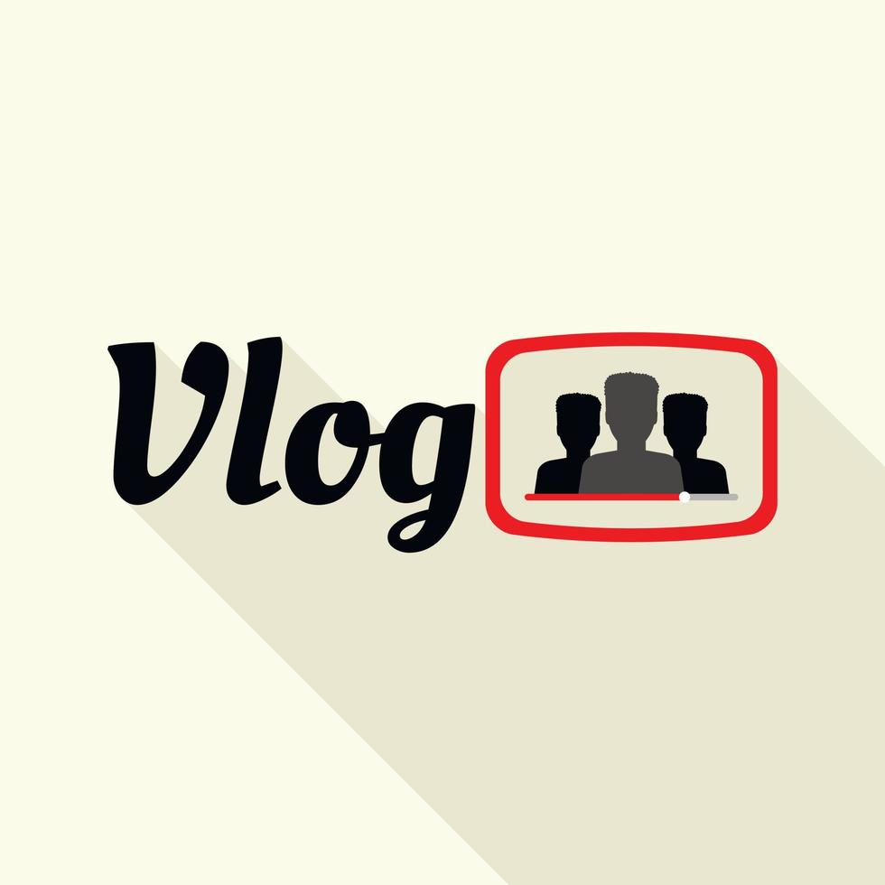 People vlog logo, flat style vector