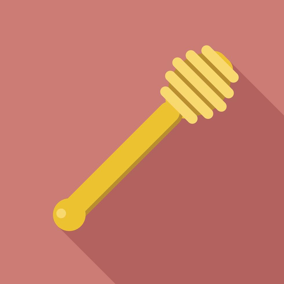 Wood honey spoon icon, flat style vector