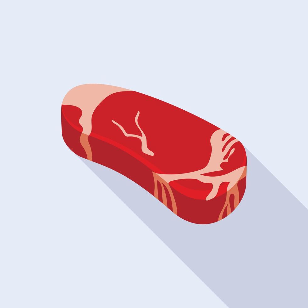 icono de bistec de cerdo, estilo plano vector