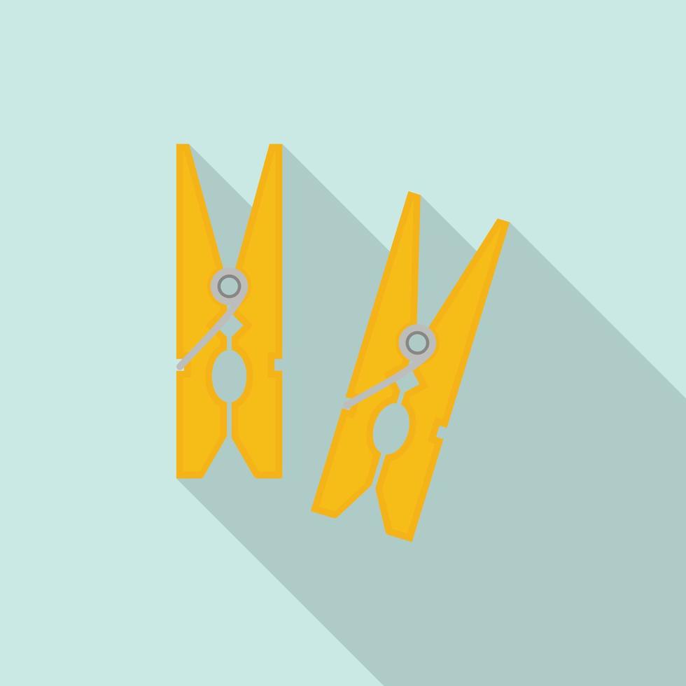 Clothes wood clip icon, flat style vector