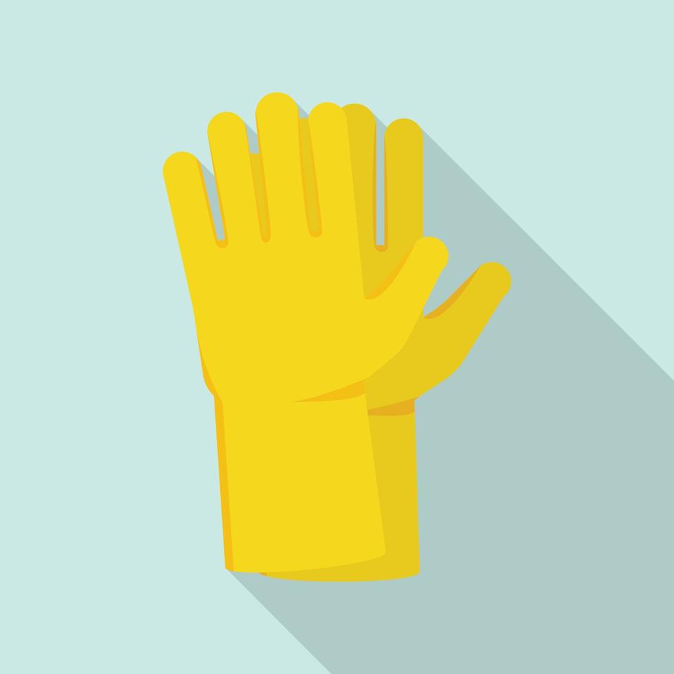 Yellow rubber gloves icon, flat style vector