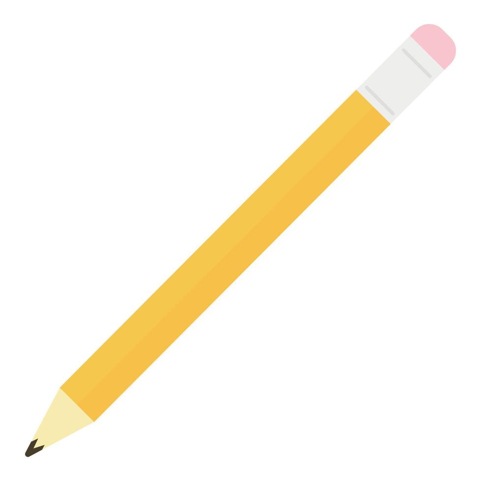 Yellow pencil icon, flat style vector