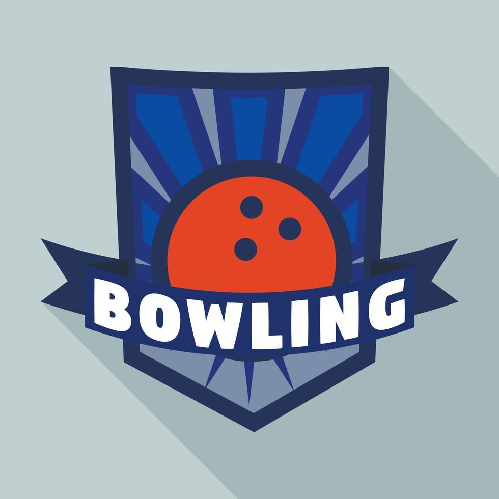 Blue bowling logo, flat style vector