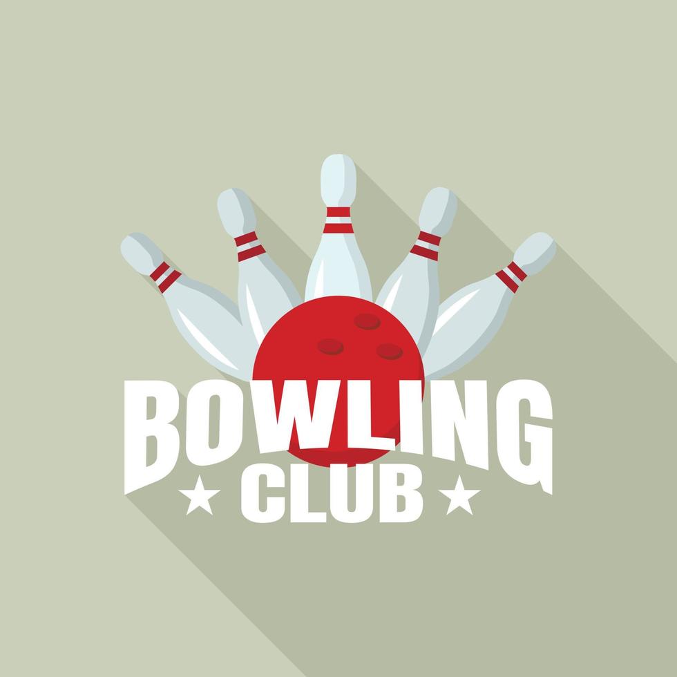 Night bowling club logo, flat style vector