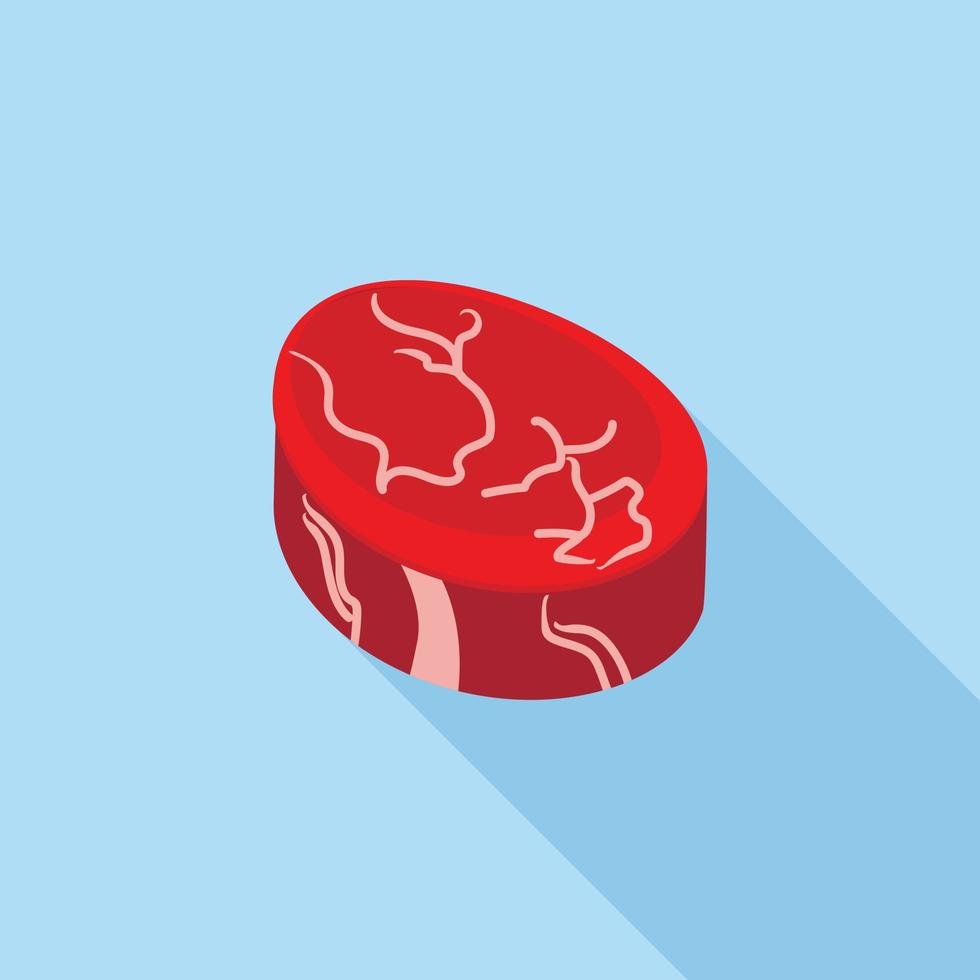 Round meat piece icon, flat style vector
