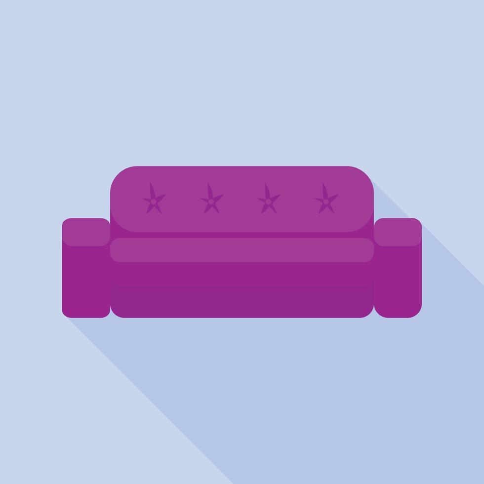 Purple sofa icon, flat style vector