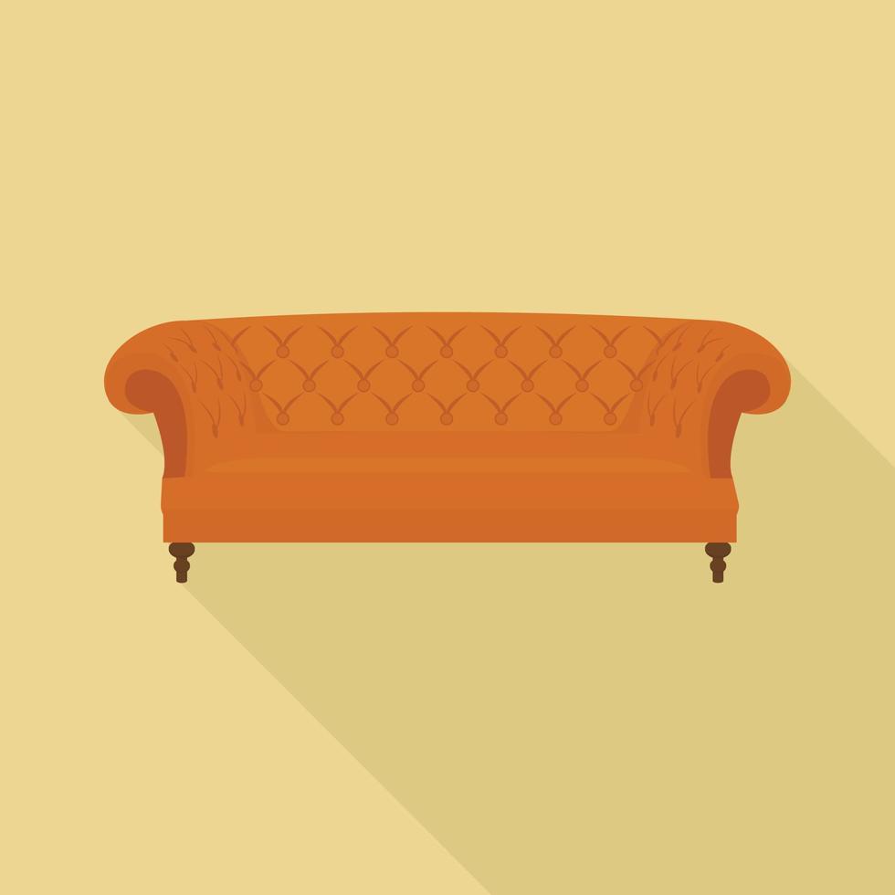 Leather sofa icon, flat style vector