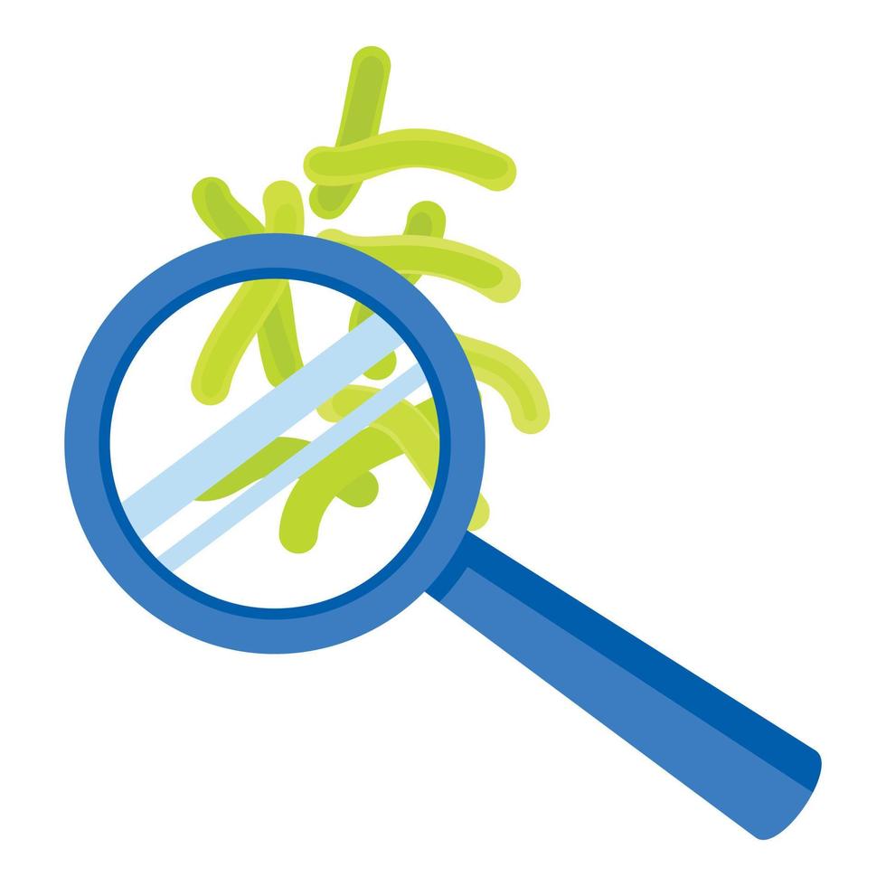 Virus under magnify glass icon, flat style vector