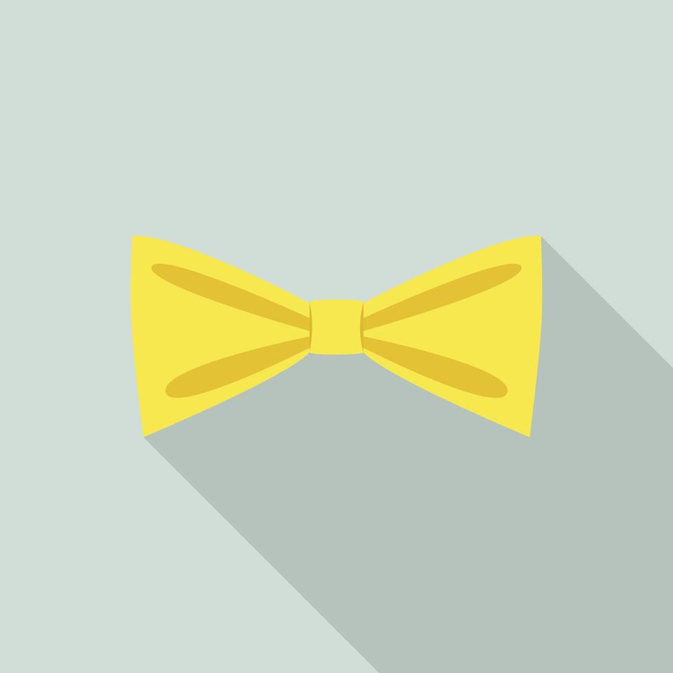 Yellow bow tie icon, flat style vector