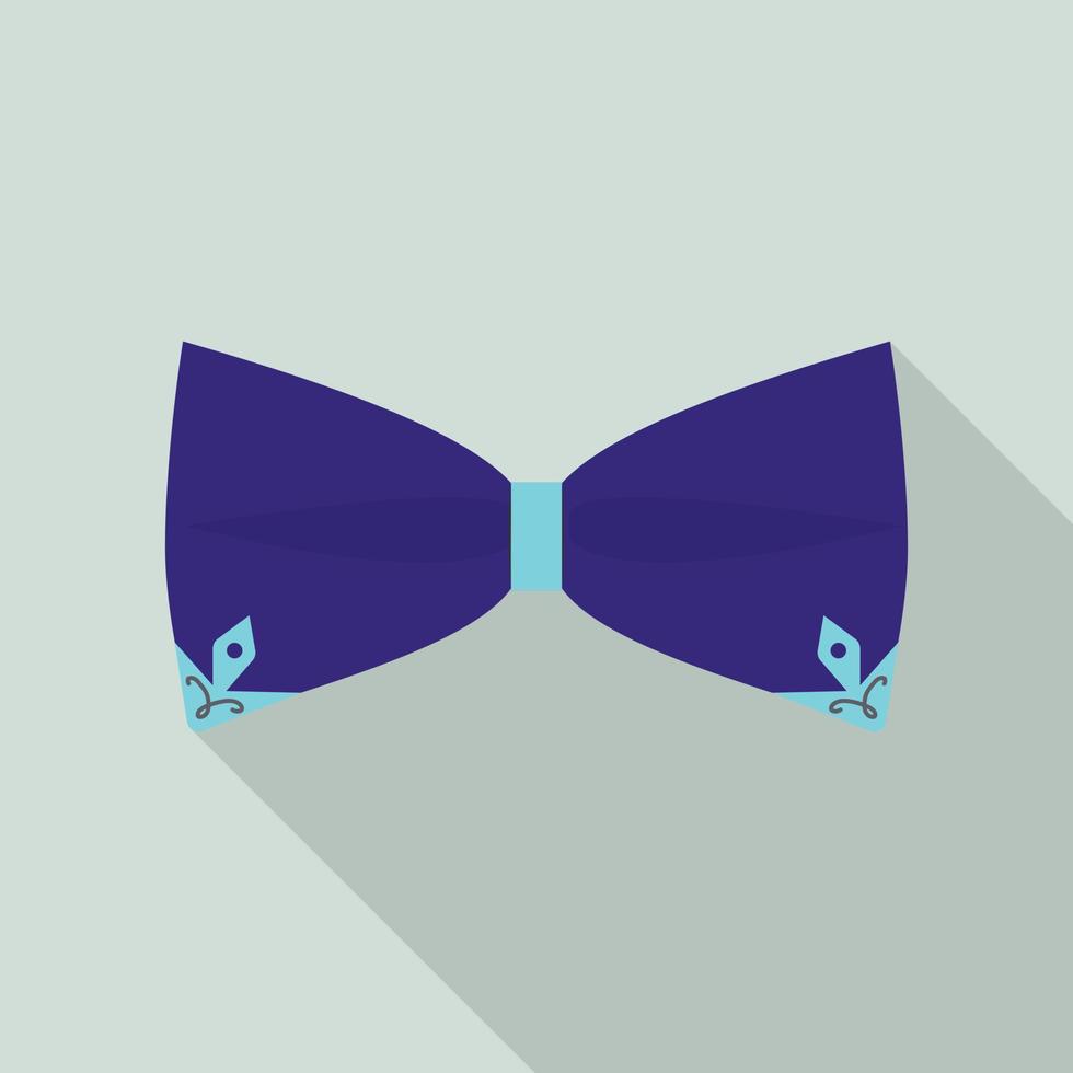 Blue bow tie icon, flat style vector