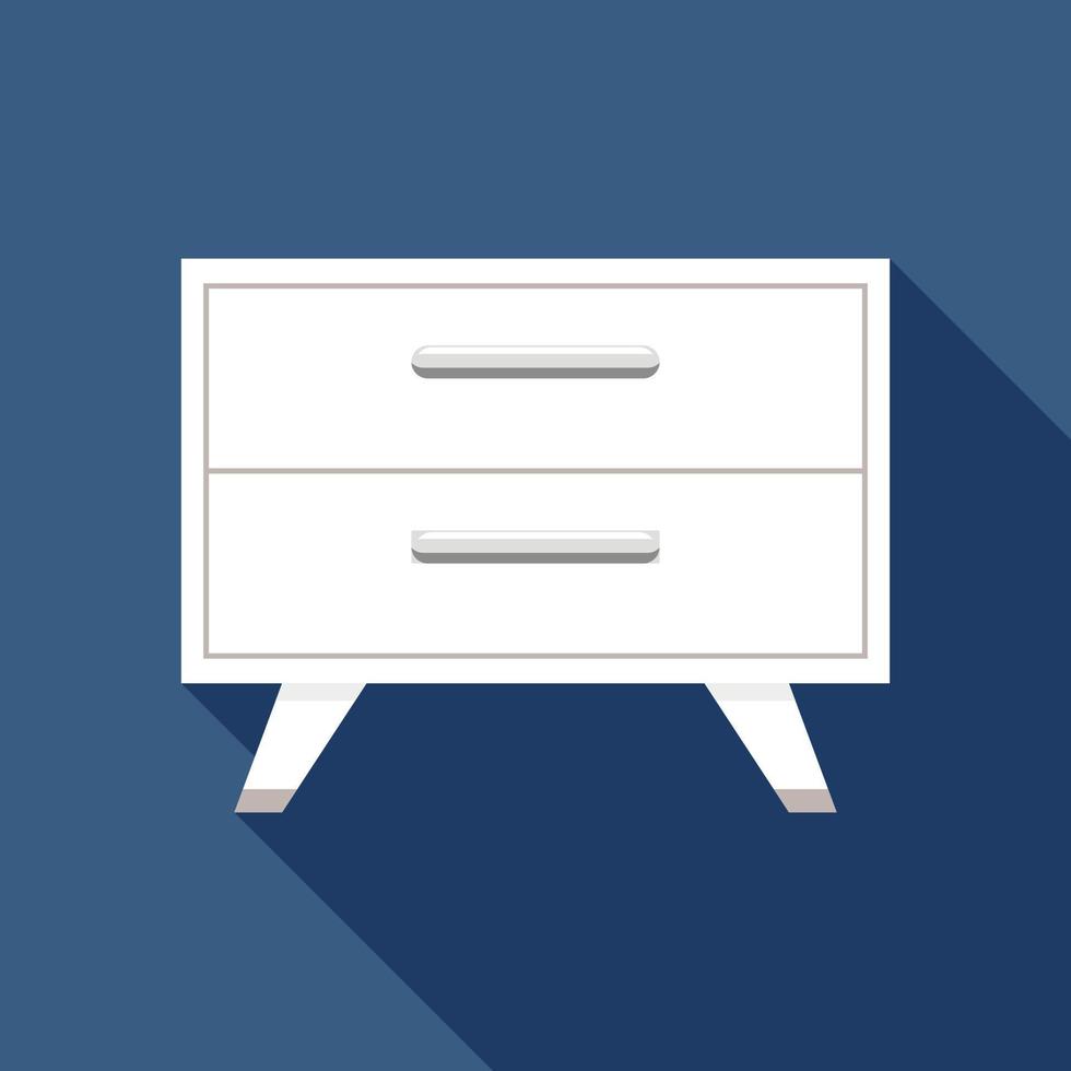 White drawer icon, flat style vector