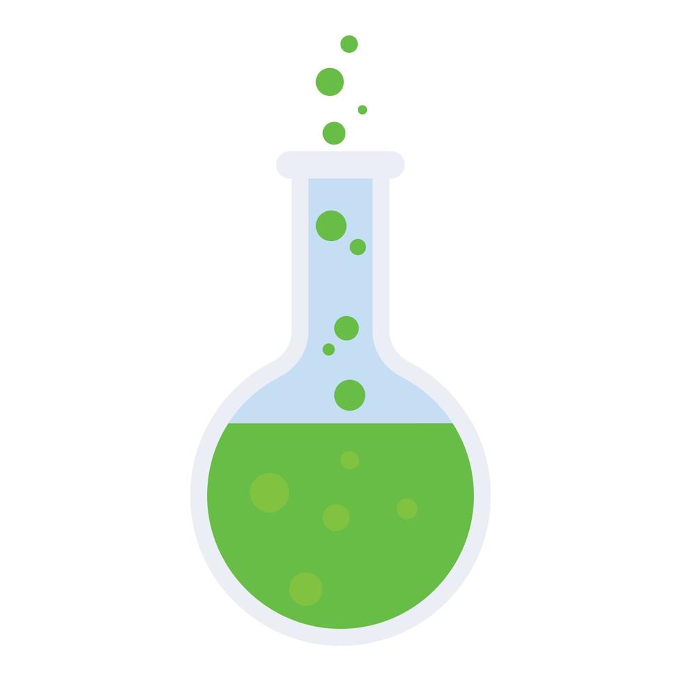 Boiling green flask icon, flat style vector