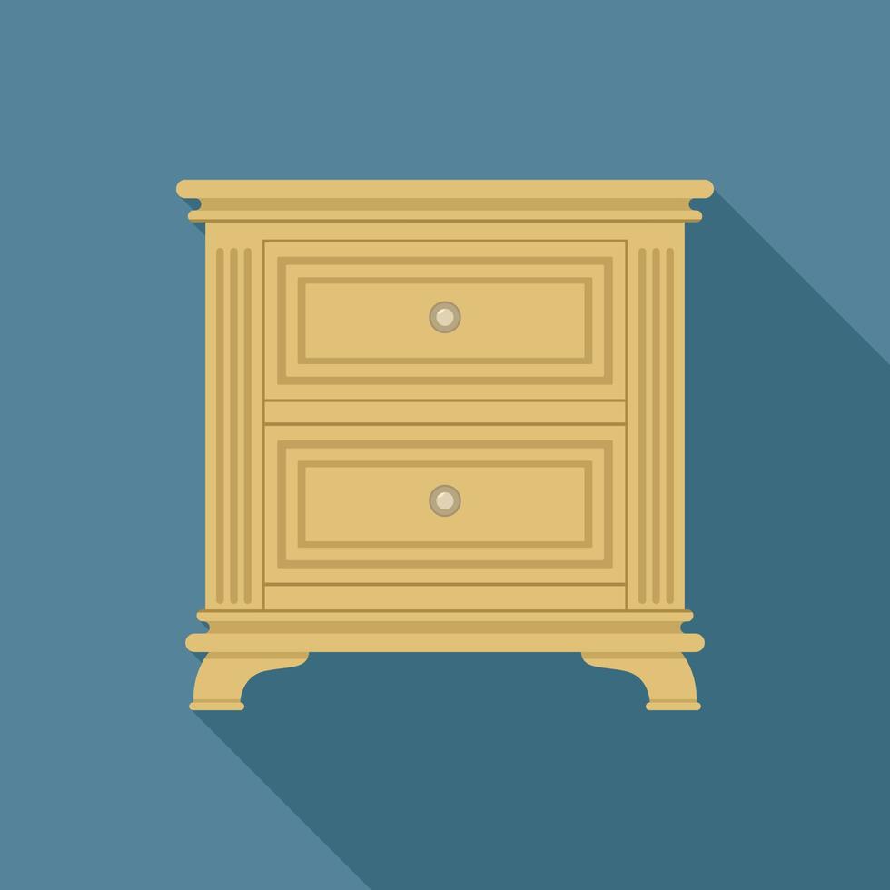 Vintage nightstand icon, flat style vector