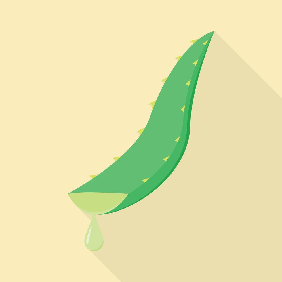 Aloe leaf oil icon, flat style vector