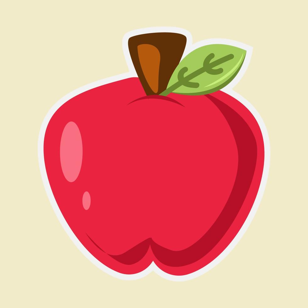 linda manzana roja sexy con tallo y hoja ilustración plana elemento de fruta saludable vector