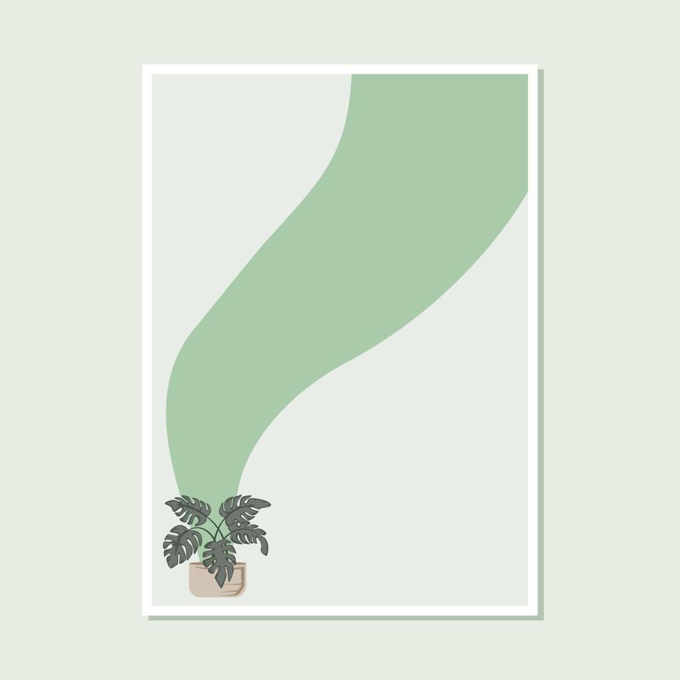 clean minimalistic abstract monstera plant art for home wall decor framed poster print vector