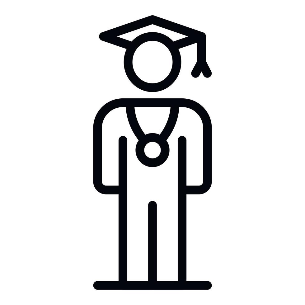 Graduated student with medal icon, outline style vector