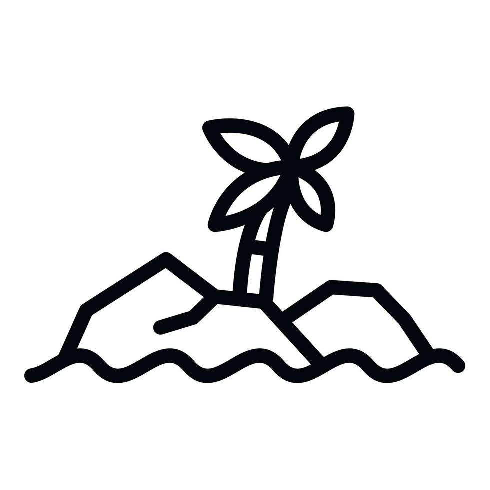 icono de palmera de la isla, estilo de esquema vector
