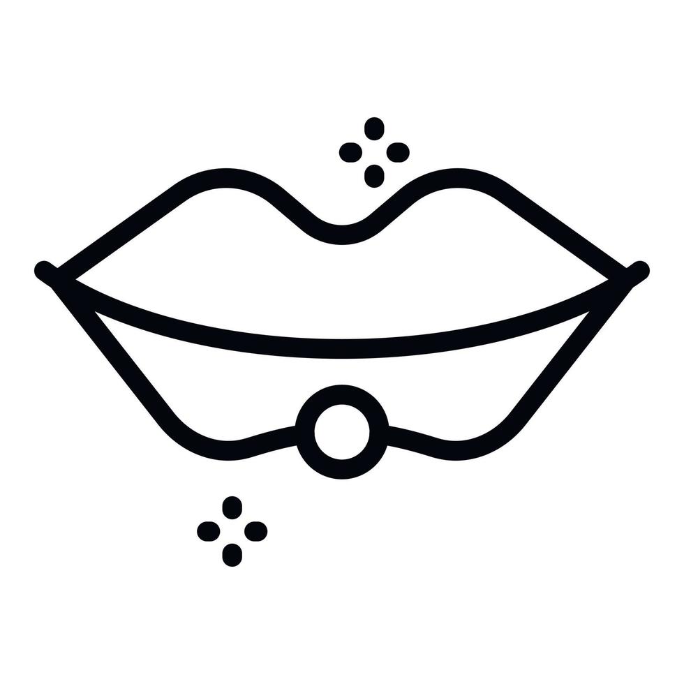 Pearl lips piercing icon, outline style vector