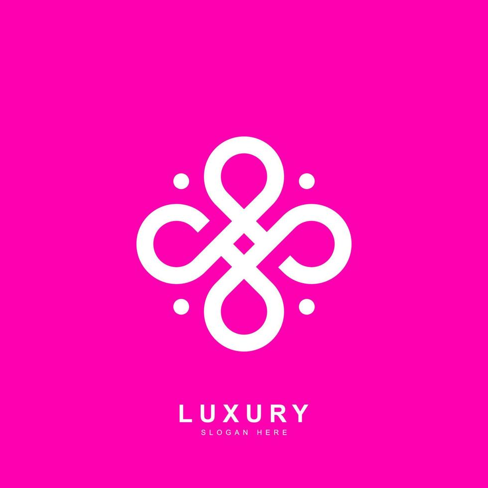 luxury elegant flower ornament line logo vector