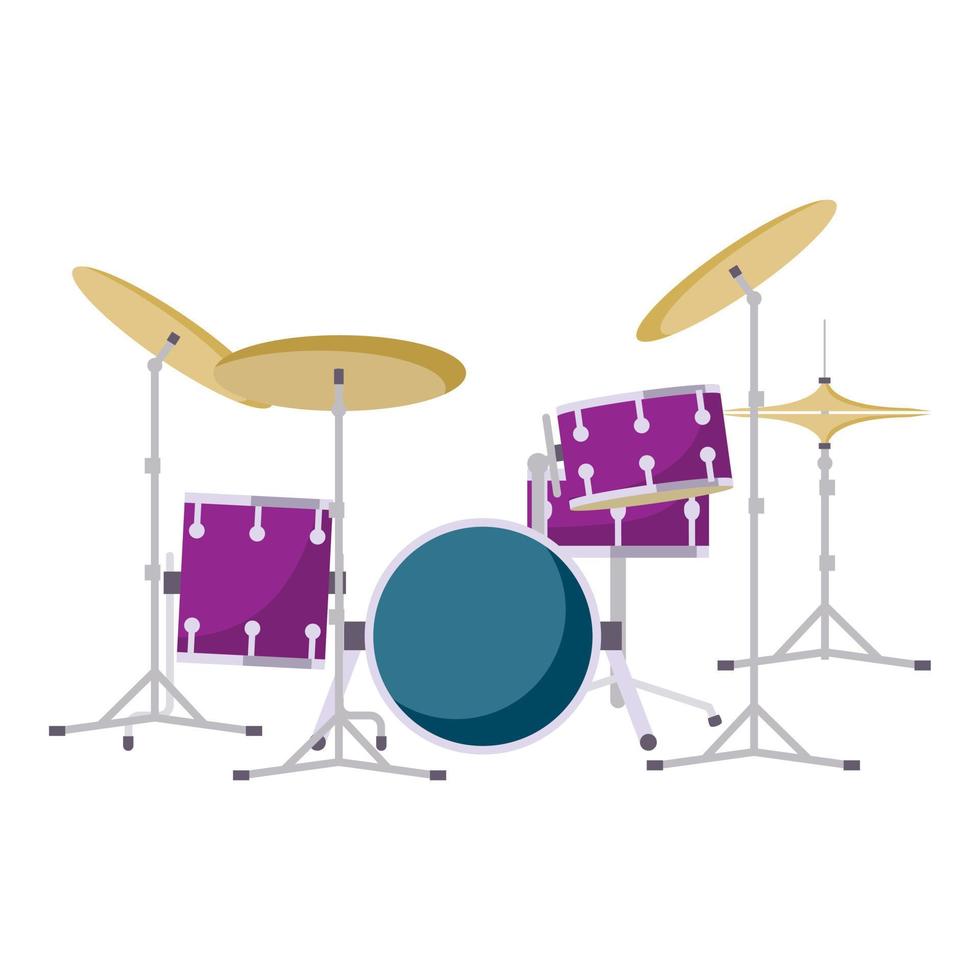 Modern drums kit icon, flat style vector