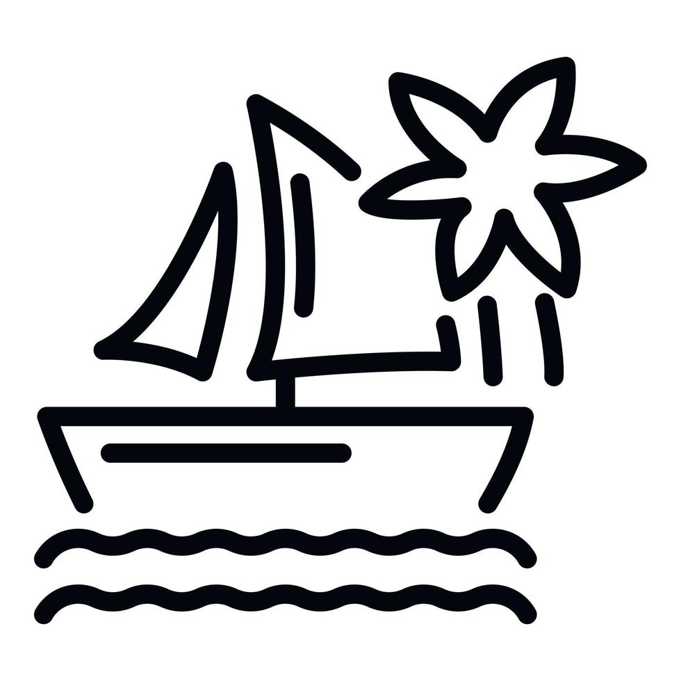 icono de yate de la isla, estilo de contorno vector