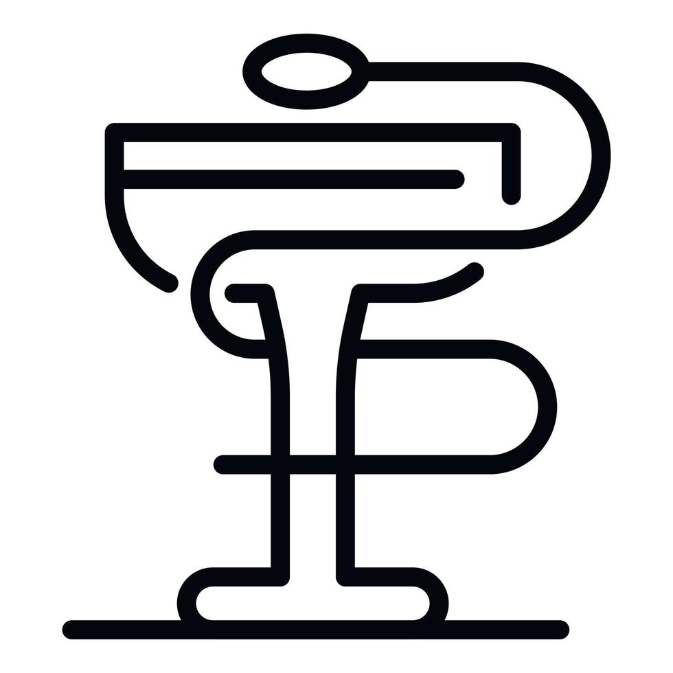 Medical cup snake icon, outline style vector