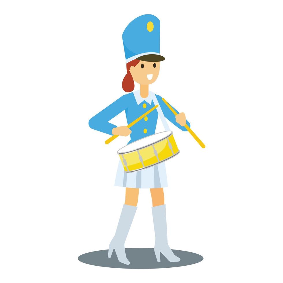 Drums girl icon, flat style vector