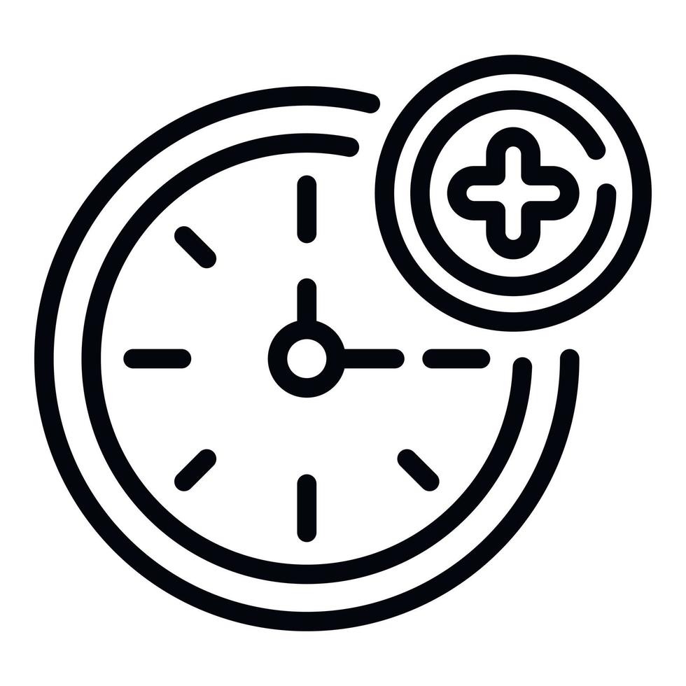 Medical clock icon, outline style vector