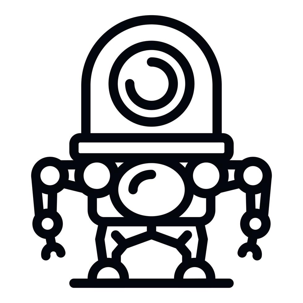 Alien robot icon, outline style vector