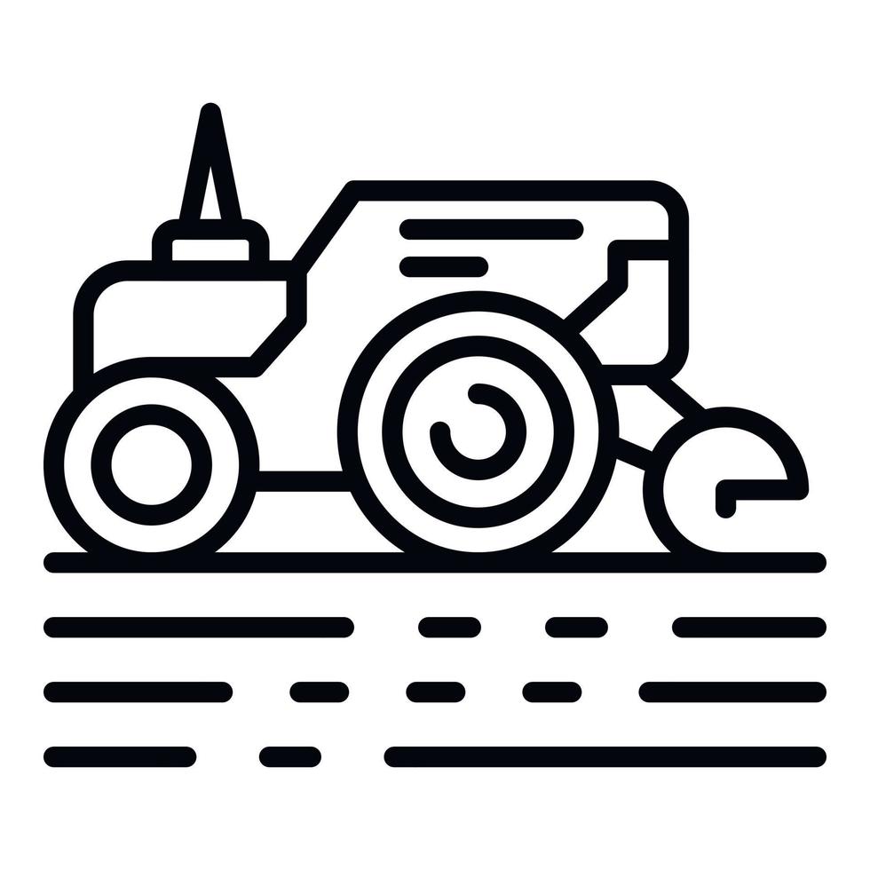 icono de tractor inteligente, estilo de esquema vector