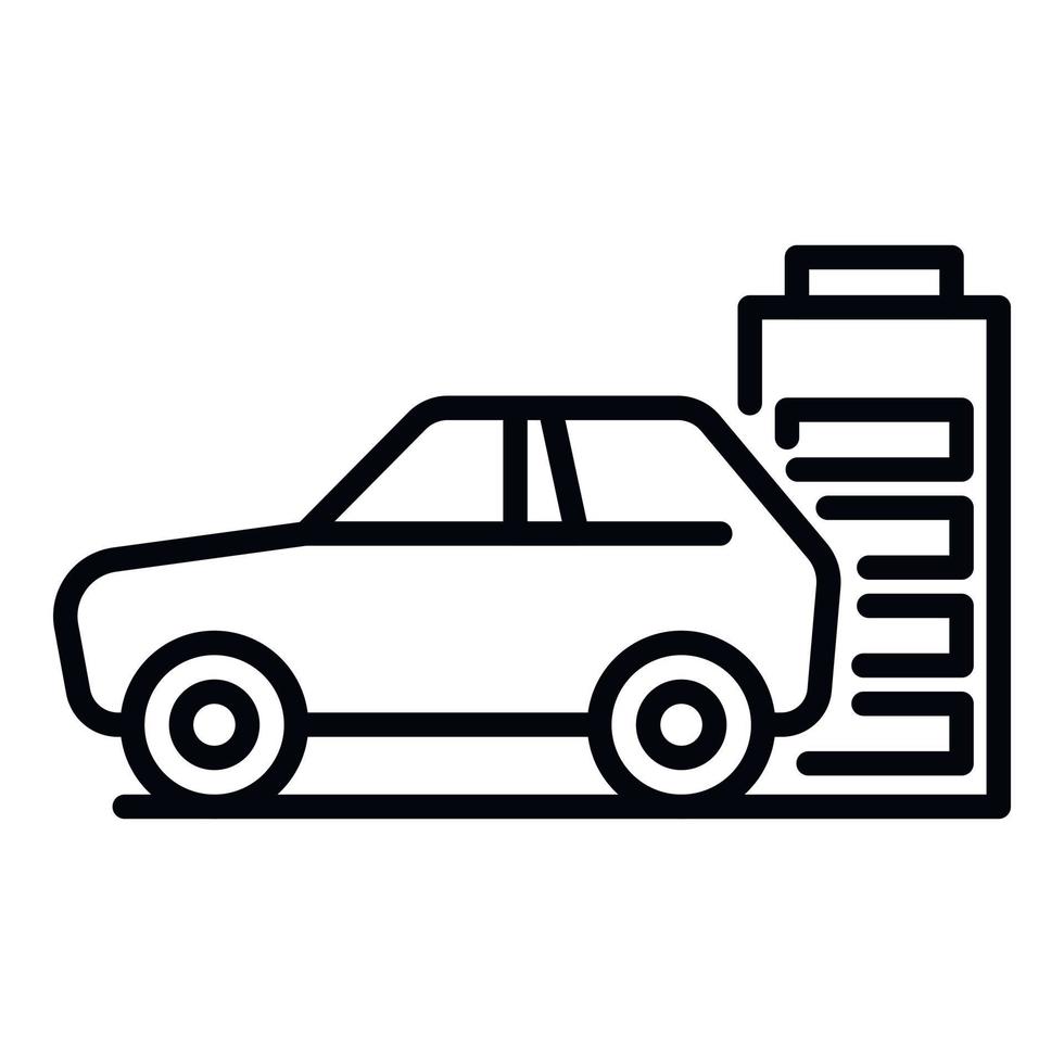 Electric car and battery icon, outline style vector