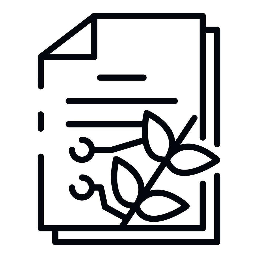 Smart document plant icon, outline style vector