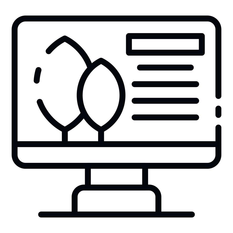Computer plant control icon, outline style vector