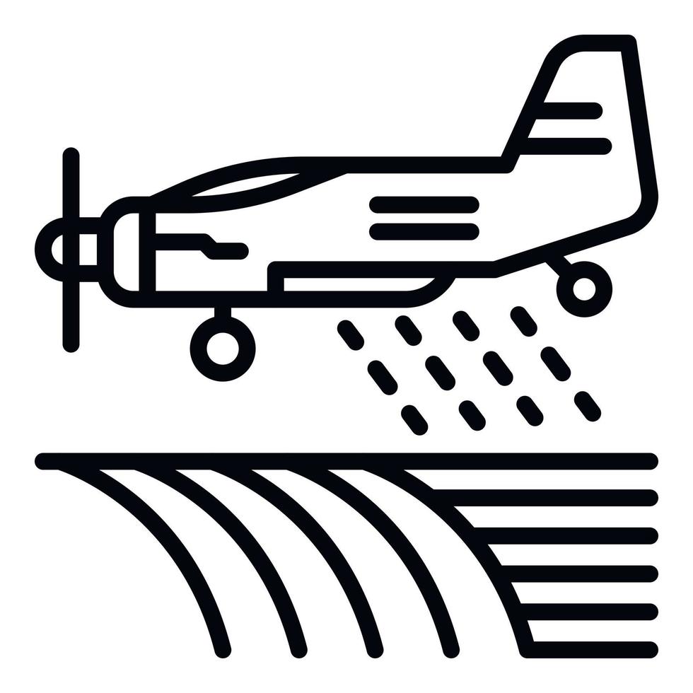 Field plane irrigation icon, outline style vector